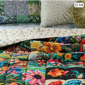 Urban Outfitters Colorful Floral Needlepoint Quilt